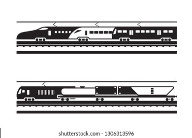 Passenger and freight railway transportation - vector illustration