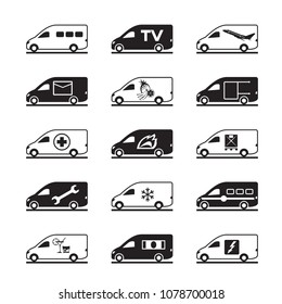 Passenger and freight vans and pickups - vector illustration