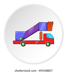 Passenger gangway icon in cartoon style isolated on white circle background. Transport symbol vector illustration