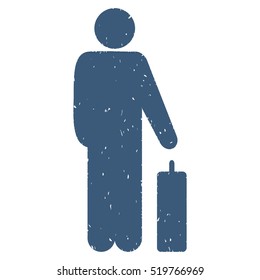 Passenger grainy textured blue icon for overlay watermark stamps. Flat symbol with scratched texture. Dotted vector ink rubber seal stamp with grunge design on a white background.