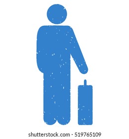 Passenger grainy textured cobalt icon for overlay watermark stamps. Flat symbol with dirty texture. Dotted vector ink rubber seal stamp with grunge design on a white background.