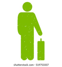 Passenger grainy textured eco green icon for overlay watermark stamps. Flat symbol with scratched texture. Dotted vector ink rubber seal stamp with grunge design on a white background.