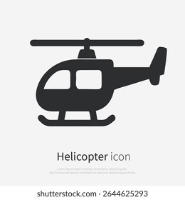 Passenger helicopter icon silhouette.Vector logo of a copter . Illustration side view isolated on white background.