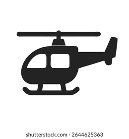 Passenger helicopter icon silhouette.Vector logo of a copter . Illustration side view isolated on white background.