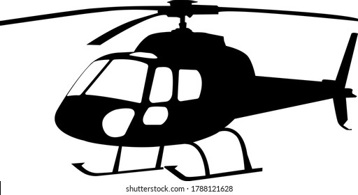 Passenger helicopter silhouette isolated on white background.