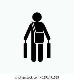 
Passenger Icon. Person on The Trip, Vacation or Journey Illustration As A Simple Vector Sign & Trendy Symbol in Glyph Style for Design and Websites, Presentation or Application.