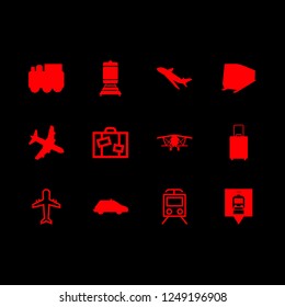 passenger icon set about air plane, subway, suitcase and airplane vector set