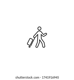 passenger icon. simple, flat, black, outline. airport icon set.