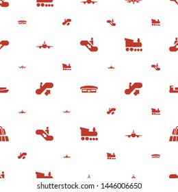 passenger icons pattern seamless white background. Included editable filled escalator down, airport, plane, escalator up, locomotive icons. passenger icons for web and mobile.