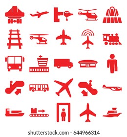 Passenger icons set. set of 25 passenger filled icons such as plane, luggage belt, airport bus, metal gate detector, escalator up, escalator down, jetway, helicopter, airport