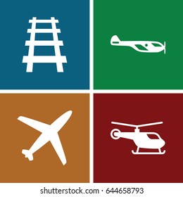 Passenger icons set. set of 4 passenger filled icons such as helicopter, railway