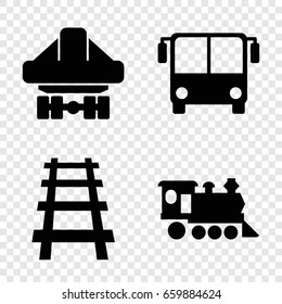 Passenger icons set. set of 4 passenger filled icons such as airport bus, locomotive, railway