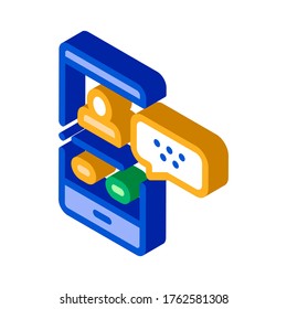 Passenger Incoming Call Online Icon Vector isometric sign. color isolated symbol illustration