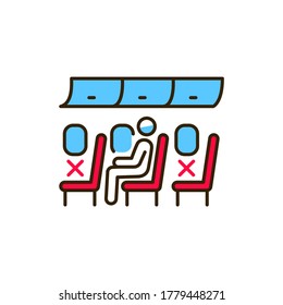 Passenger inside plane color line icon. Safe travel. Pictogram for web, mobile app, promo. UI UX design element.