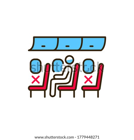 Passenger inside plane color line icon. Safe travel. Pictogram for web, mobile app, promo. UI UX design element.