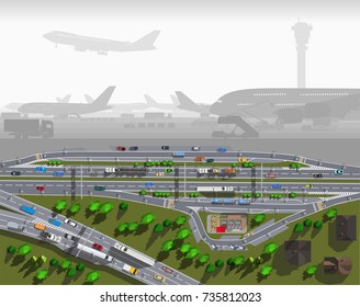 Passenger international airport and top view city