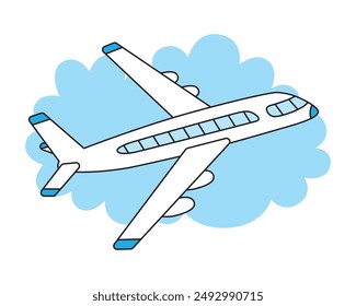 Passagierflugzeug in Himmel Vektorillustration