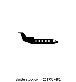 Passenger Jet, Fly Transport, Airplane. Flat Vector Icon illustration. Simple black symbol on white background. Passenger Jet Fly Transport Airplane sign design template for web and mobile UI element.