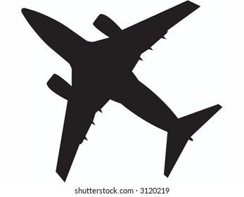 passenger jet flying overhead.  fully editable vector.