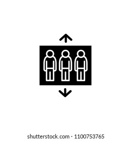 Passenger lift black icon concept. Passenger lift flat  vector symbol, sign, illustration.