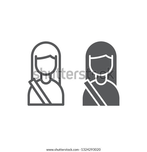 Passenger\
line and glyph icon, human and taxi, girl sign, vector graphics, a\
linear pattern on a white background, eps\
10.