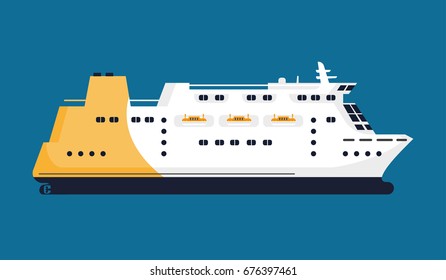 Passenger liner isolated on blue background graphic poster