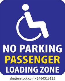 Passagierladeplatz in diesem Bereich kein Parkplatz erlaubt Schild Vektorgrafik