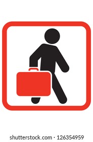 Passenger with luggage moving forward
