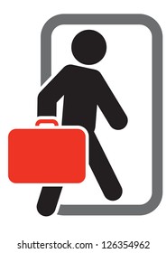 Passenger with luggage moving forward
