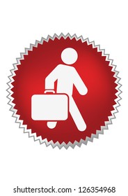 Passenger with luggage moving forward