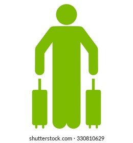 Passenger Luggage vector icon. Style is flat eco green symbol, rounded angles, white background.