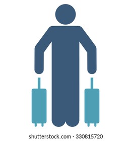 Passenger Luggage vector icon. Style is flat bicolor cyan and blue symbol, rounded angles, white background.