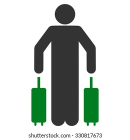 Passenger Luggage vector icon. Style is flat bicolor green and gray symbol, rounded angles, white background.