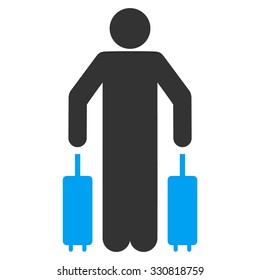 Passenger Luggage vector icon. Style is flat bicolor blue and gray symbol, rounded angles, white background.