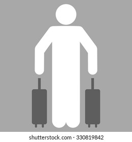 Passenger Luggage vector icon. Style is flat bicolor dark gray and white symbol, rounded angles, silver background.