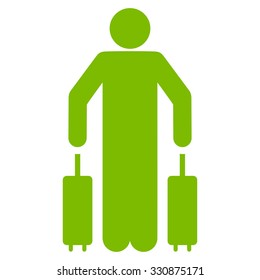 Passenger Luggage vector icon. Style is flat eco green symbol, rounded angles, white background.