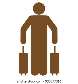 Passenger Luggage vector icon. Style is flat brown symbol, rounded angles, white background.