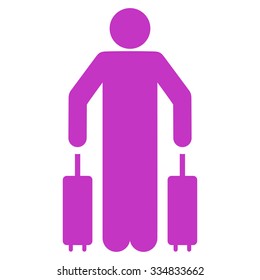 Passenger Luggage vector icon. Style is flat violet symbol, rounded angles, white background.