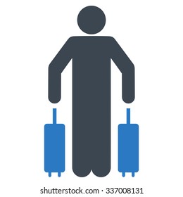 Passenger Luggage vector icon. Style is flat bicolor smooth blue symbol, rounded angles, white background.
