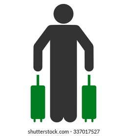 Passenger Luggage vector icon. Style is flat bicolor green and gray symbol, rounded angles, white background.
