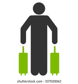 Passenger Luggage vector icon. Style is flat bicolor eco green and gray symbol, rounded angles, white background.