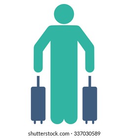 Passenger Luggage vector icon. Style is flat bicolor cobalt and cyan symbol, rounded angles, white background.
