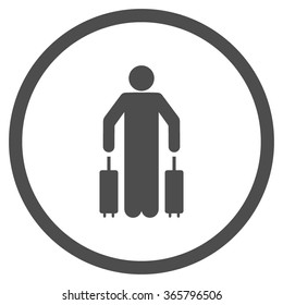 Passenger Luggage vector icon. Style is flat circled symbol, gray color, rounded angles, white background.