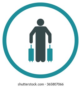 Passenger Luggage vector icon. Style is bicolor flat circled symbol, soft blue colors, rounded angles, white background.