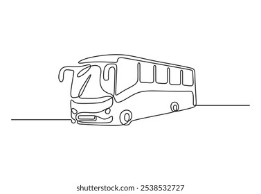 Passenger modern bus continuous line drawing vector illustration