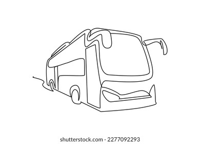passenger modern bus goes on the road line art