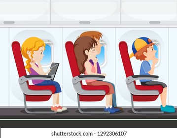 Passenger on the plane illustration