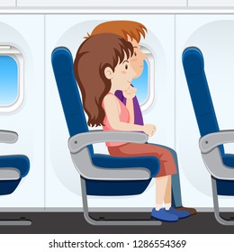 Passenger on the plane seat illustration