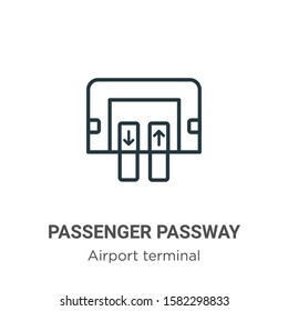 Passenger passway outline vector icon. Thin line black passenger passway icon, flat vector simple element illustration from editable airport terminal concept isolated on white background
