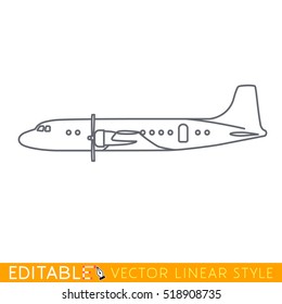 Passenger plane fifties icon. Editable outline sketch. Stock vector illustration.